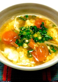豆腐とトマトの卵入り中華スープ●生姜風味