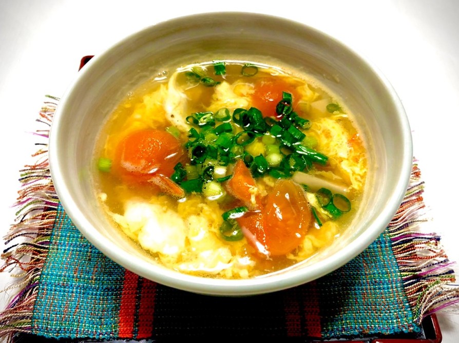 豆腐とトマトの卵入り中華スープ●生姜風味の画像