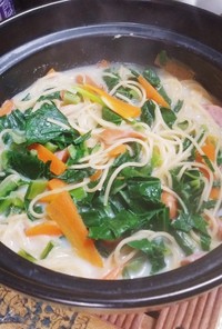 野菜ミルクスープパスタ(簡単)小松菜