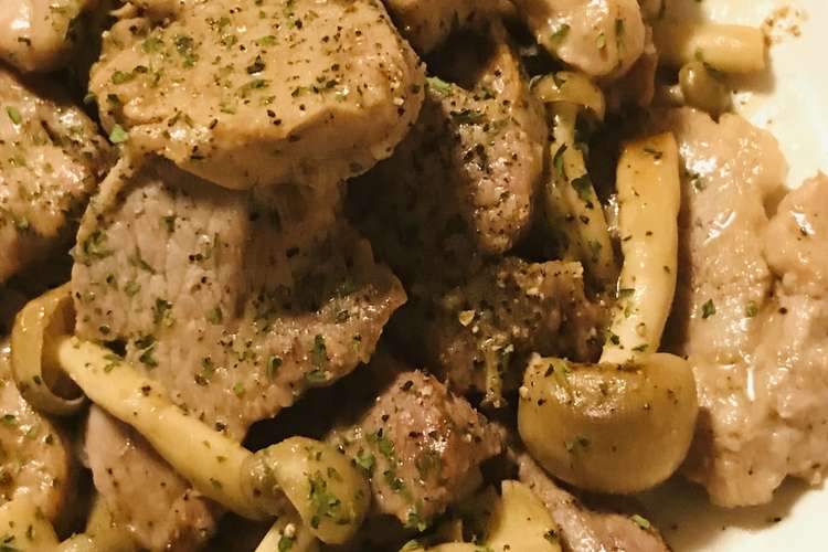 豚ヘレ肉一口ステーキ 塩バタレモンソース レシピ 作り方 By Bistromiti クックパッド