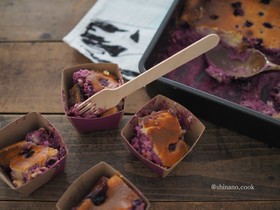 冷凍ブルーベリー入りスコップチーズケーキ