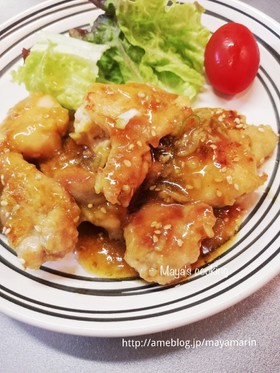 揚げない鶏唐揚げのごま甘酢炒め