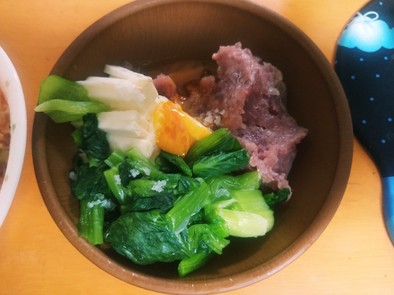 ☆小松菜のお浸しと大和芋マグロの付け合せの写真