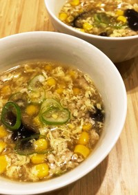 食べるスープ★コーンと椎茸の中華スープ