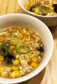 食べるスープ★コーンと椎茸の中華スープ