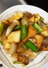 厚揚げ、豚ばら玉ねぎ小松菜であんかけ炒め