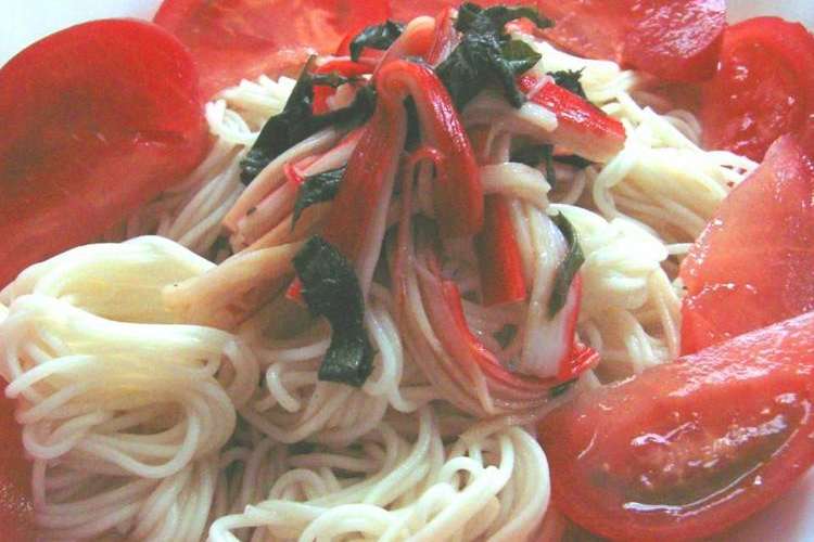 大葉にんにく風味 カニトマトそうめん レシピ 作り方 By かざぴー クックパッド