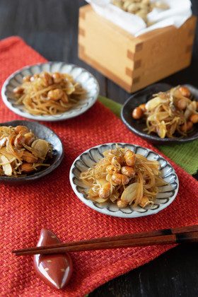 余った節分豆をリメイク♪福豆ビーフン小鉢