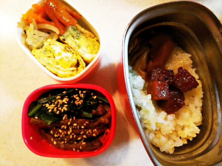 タンパク質多めお弁当㉘焼肉とナムルの画像