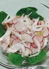新玉葱とラディッシュのピリ辛海老塩サラダ