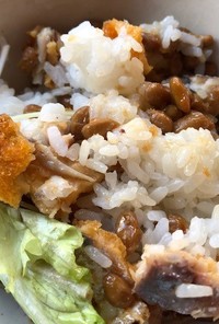 納豆とアジフライの混ぜご飯