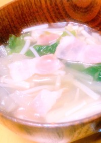簡単一品♥白菜とえのきの生姜スープ