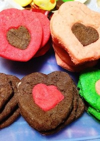 バレンタインに２色のハートクッキー