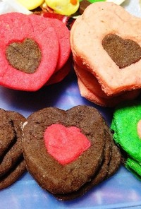 バレンタインに２色のハートクッキー