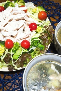 電気圧力鍋☆鶏ムネ肉サラダとスープ