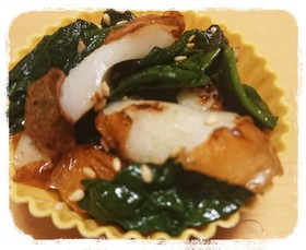 お弁当☆ほうれん草とちくわのめんつゆ炒め
