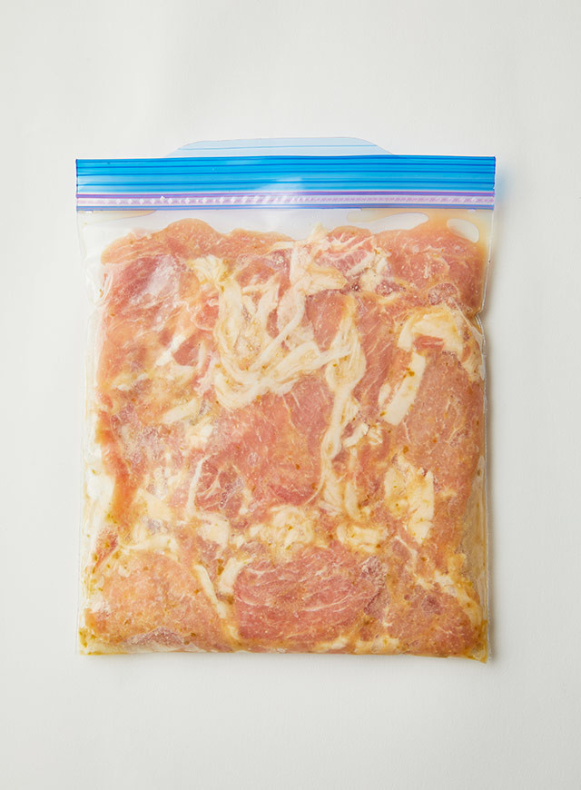 下味冷凍 豚肉の柚子胡椒みそ焼きの画像