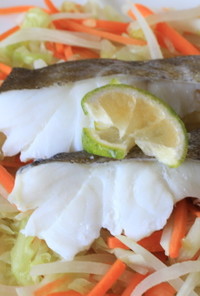  白身魚と野菜のレンジ蒸し