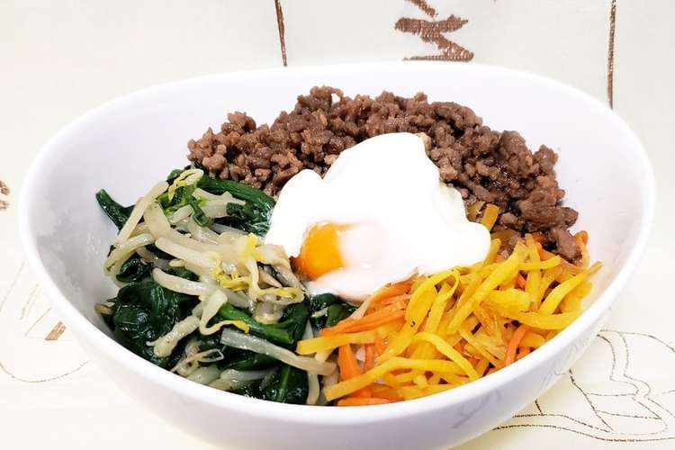 簡単 見た目も綺麗色あざやかビビンバ丼 レシピ 作り方 By まもみい２０１０ クックパッド