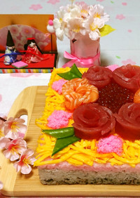 ひな祭り✿ケーキ型で作る…三色ちらし寿司