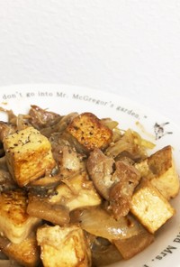豆腐と豚肉のマヨ醤油炒め