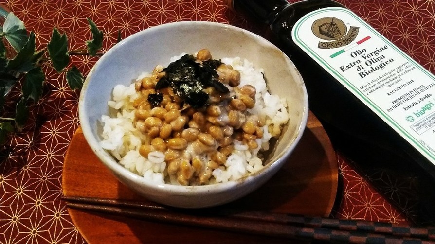 納豆ご飯　サラダマスターで炊いたご飯　の画像