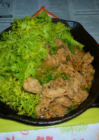 豚ロースとアサリ＋わさび菜のマヨソテー