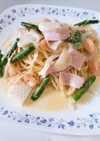 アスパラとシーフード★クリームパスタ