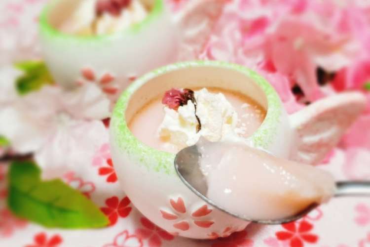 春スイーツ 簡単ふるふる桜プリン レシピ 作り方 By Ayakoooooo クックパッド 簡単おいしいみんなのレシピが352万品