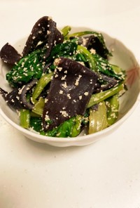 小松菜とキクラゲの明太子マヨソテー