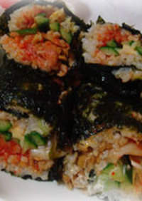 韓国土産レシピ☆キムチ納豆の岩海苔巻き☆