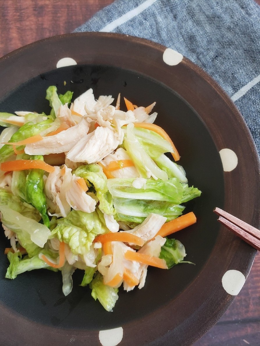 白菜と蒸し鶏の和風おかずサラダの画像