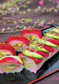 ひな祭りに！カラー大根のロール寿司