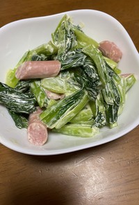 小松菜とポークウインナーのマヨソテー