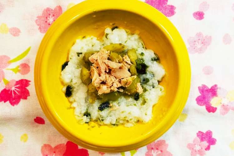 離乳食中期 ツナとなすの海苔がゆ レシピ 作り方 By 04eri08 クックパッド