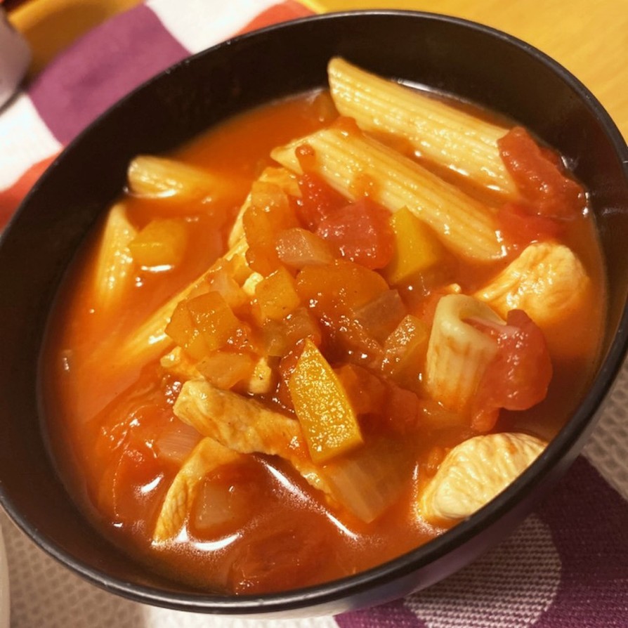 [妊活]鶏肉ペンネトマトスープの画像