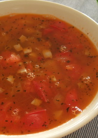 簡単☆ゴロゴロトマトとお豆のスープ