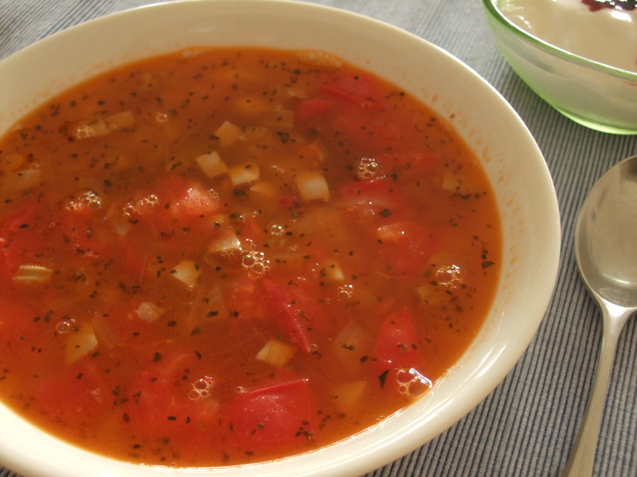 簡単☆ゴロゴロトマトとお豆のスープの画像
