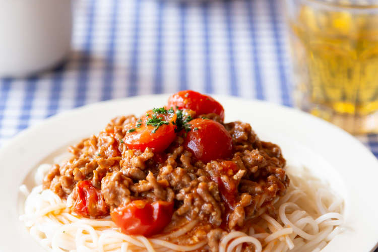 ひき肉とトマトの自家製ミートソースパスタ レシピ 作り方 By ケンミン食品 クックパッド 簡単おいしいみんなのレシピが355万品