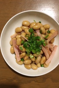 レンジで簡単！大豆とハムの煮豆