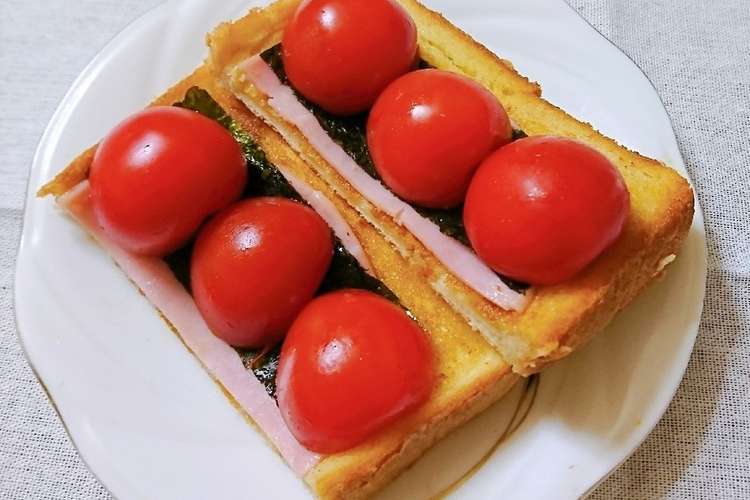 海苔ハムトースト ミニトマトのせ レシピ 作り方 By Monuvalley クックパッド 簡単おいしいみんなのレシピが353万品