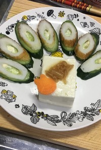 豆腐とキュウリのサラダ