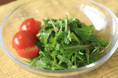毎日食べたい、水菜のごま和えサラダの写真