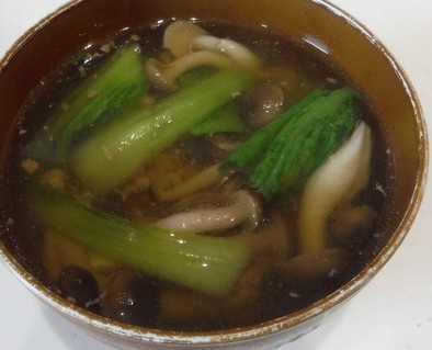 チンゲン菜とひき肉のスープ(所要15分)の写真