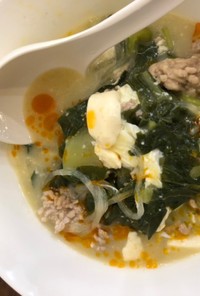 チンゲンサイ豆腐マロニーちゃんスープ