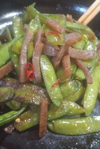 スナップ豆と蒟蒻ピリッと炒め(簡単)