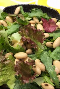 春菊とサニーレタスの豆サラダ