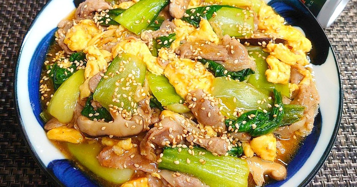 豚肉と卵とチンゲン菜の中華とろみ炒め by からあげビール 【クックパッド】 簡単おいしいみんなのレシピが344万品