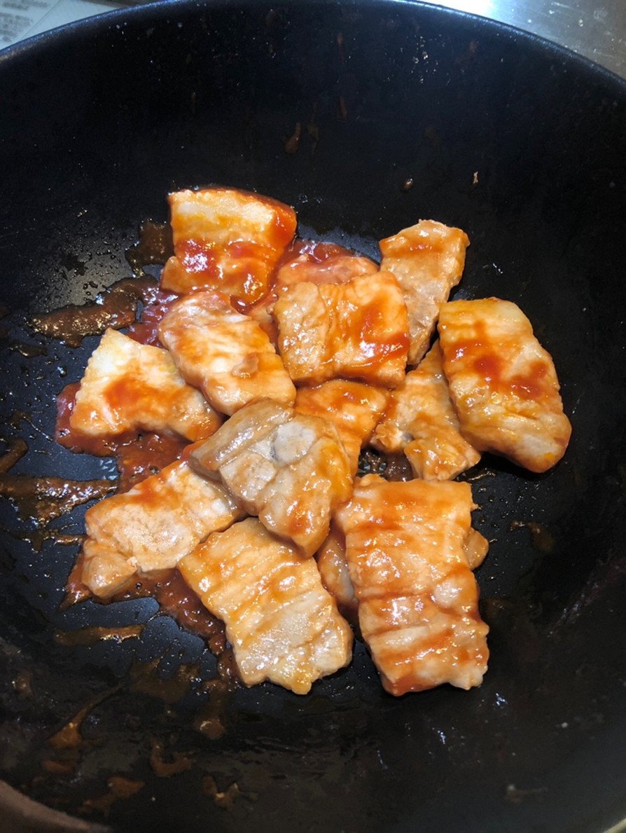 簡単豚バラ肉のケチャップ炒めの画像