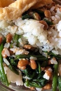 納豆とほうれん草のシンプルご飯